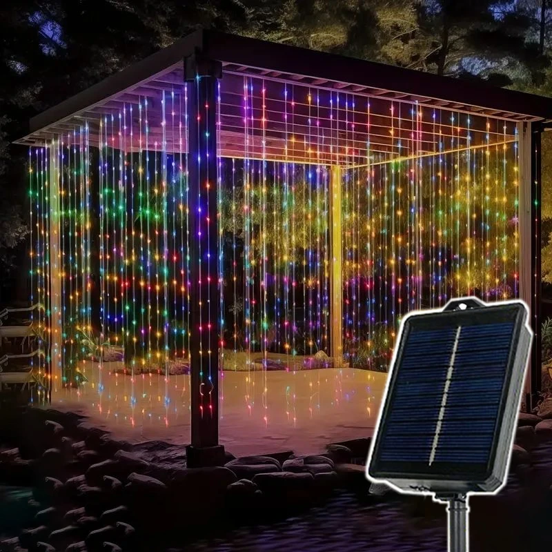 

6M 3M Outdoor Solar LED Curtain Light String Garden Yard Pavilion Christmas Fairy Garland Lamp Holiday Wedding Party Decoration