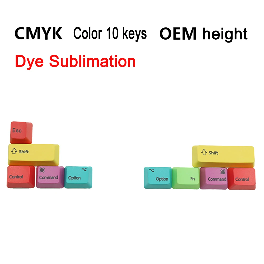 

10PC/Set Keycaps Replaceable Mac/WIN Mechanical Keyboard Keycaps OEM Profile PBT CMYK MX Switches Dye Sub Laser Engraved Keycaps