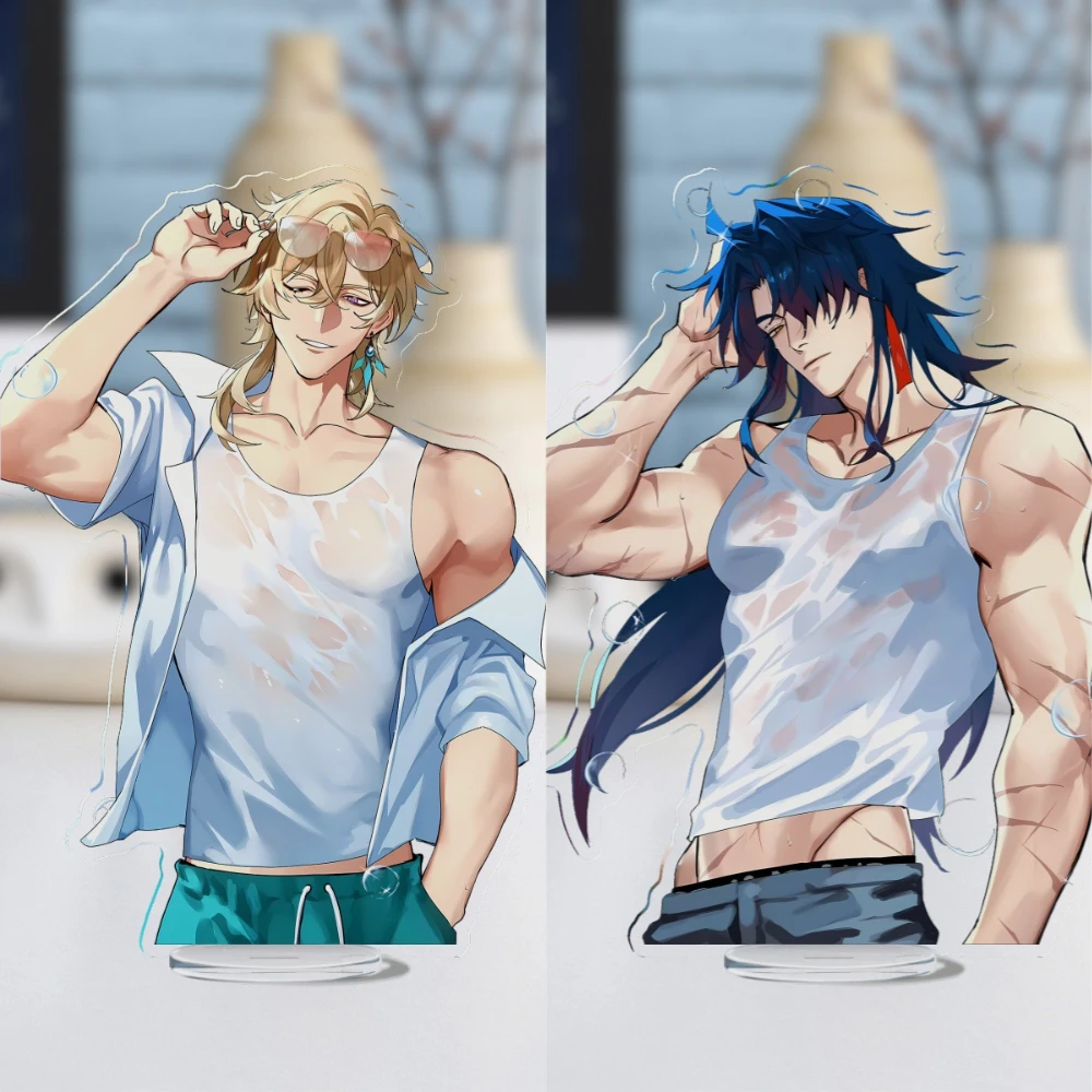 Game Honkai Star Rail Summer Wet Shirt Acrylic Stand Dan Heng Blade Jingyuan Aventurine Sunday Desk Decor Anime Ornament Keyring