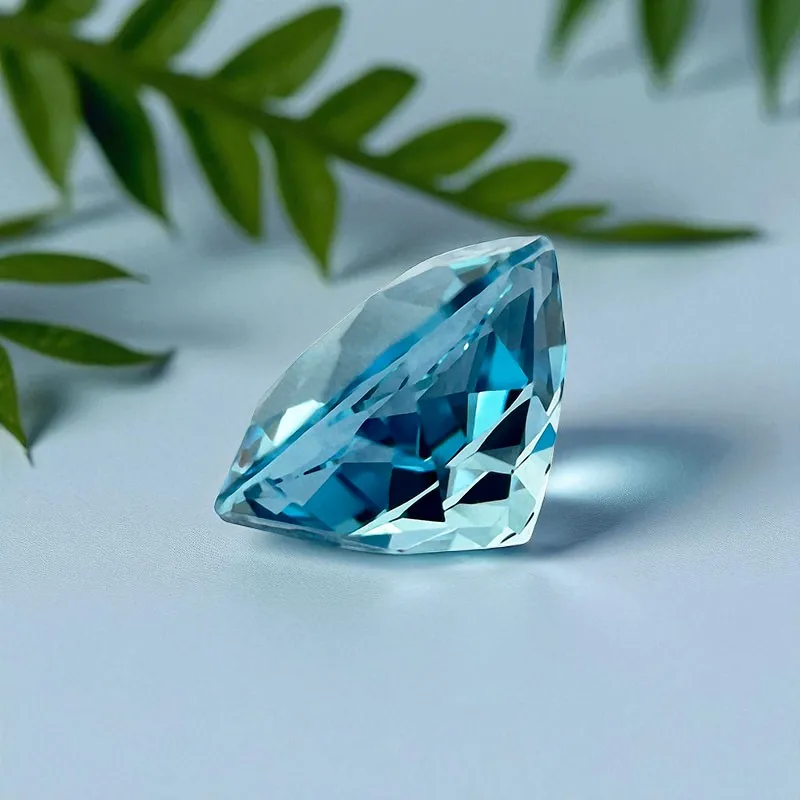 Laborgezüchteter Saphir, runder Schliff, Aquamarin-Farbe, Edelstein für Schmuckherstellung, DIY, wählbares Zertifikat, bestandenem Diamanttester – Detail 4