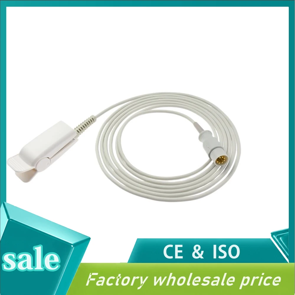 

For Schiler,Round 7pin,Massimo Module Patient Monitor Child Finger Clip Ear Clip Silicone Long Cable Reusable Oxygen Spo2 Sensor