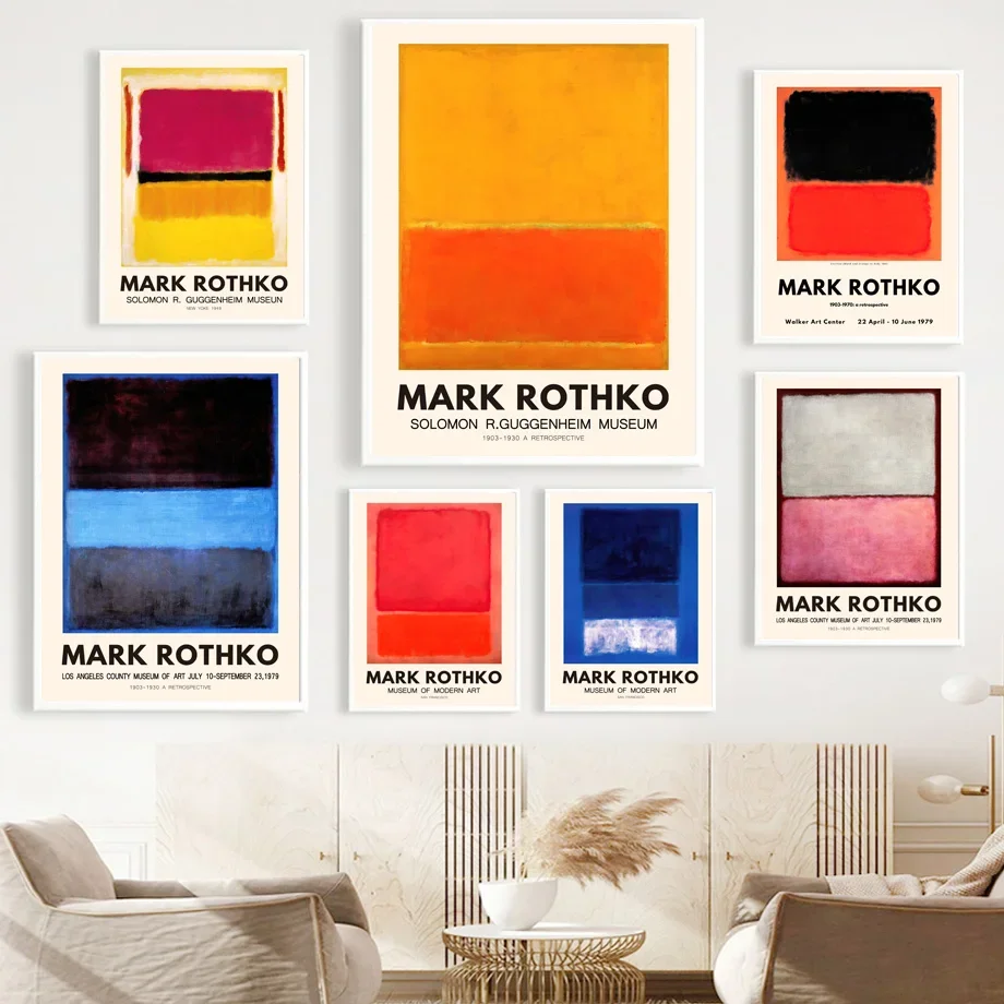 Mark rothko抽象的なexpressistアートキャンバス絵画、ミッドセンチュリー展示ポスターと印刷、寝室の装飾のための壁の写真