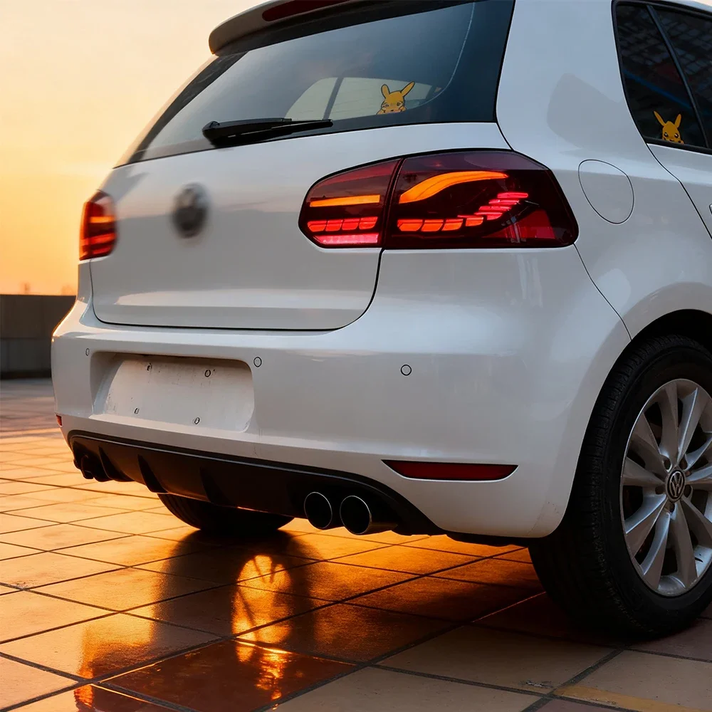 For VW Golf 6 MK6 2010-2012 Auto Back Lamps Assembly Upgrade New LED Dragon Scale Style Taillights Plug and Play Accessories