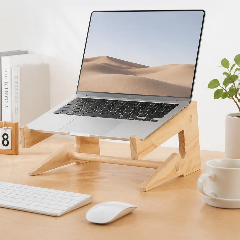 Wooden Laptop Stand Desk Computer Riser Desktop Organizer Cooling Holder for Office Workstation Student Study