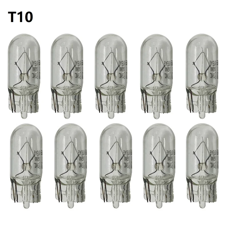 10pcs White W2W T5 12v 1.2w T10 W5W 501 194 Car Halogen Lamp Instrument Lights Dashboard Bulb Auto Interior Light Car Styling