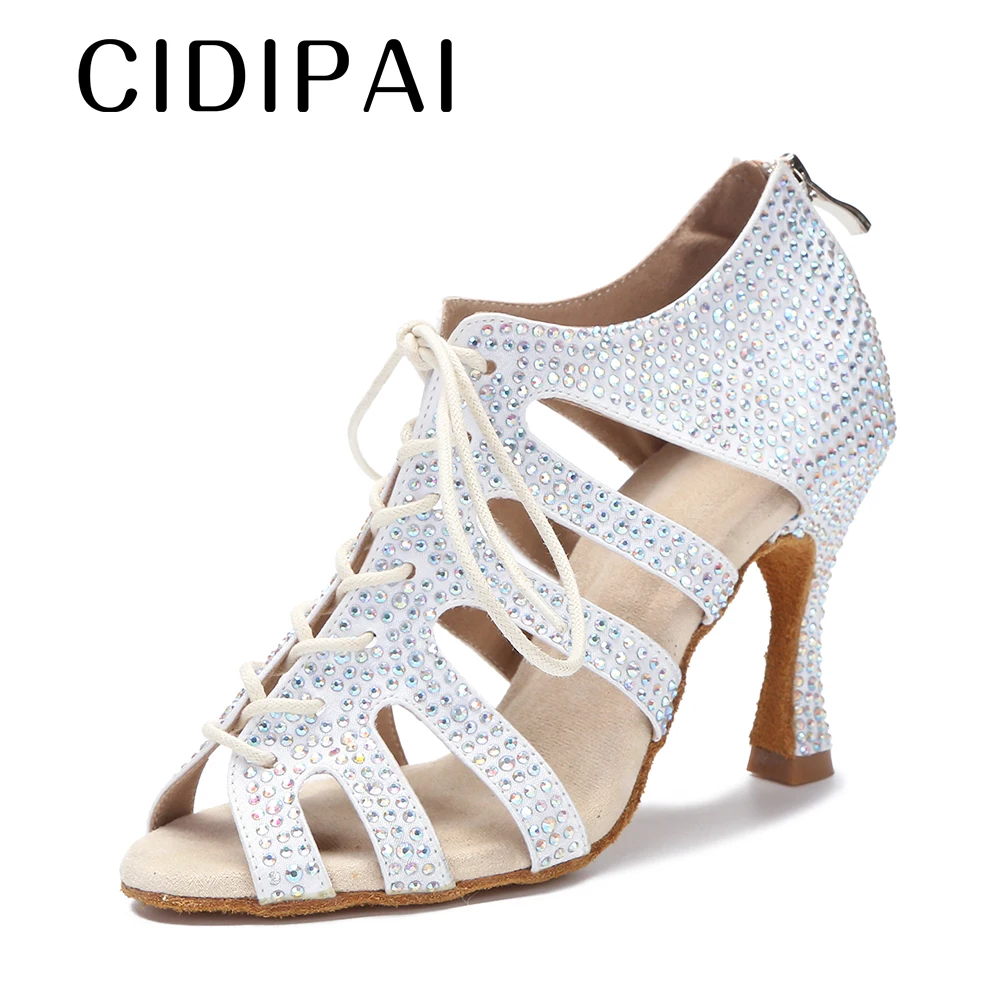 

Rhinestone Latin Dance Shoes For Women Salsa Rumba Samba Tango Shoes For Dancing Soft Soles Party Shoes Ladies Sandals