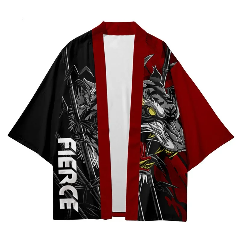 سترة صيفية ثنائية الأبعاد مطبوعة ثلاثية الأبعاد بتصميم كيمونو كيب ياباني بتصميم عصري نصف كم