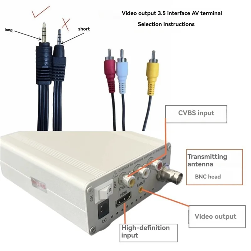 New--TV-TX200 VHF/UHF Analog TV Transmitter Support HD/AV Input High-Performance GP Antenna Signal Trans