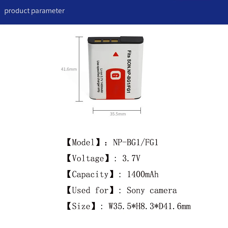 2pcs Batteries For SONY Camera 3.7V 1400mah NP-BG1 Battery NP BG1 NPBG1 Battery FG1 DSC T100 HX30 W120 W125 W130 W150 W170 W200