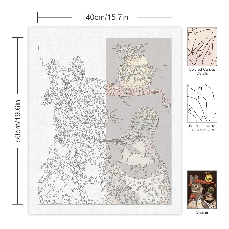 CHENISTORY 60x7 5cm obraz bez ramy według numerów zwierzęta na płótnie zdjęcia według numerów farba akrylowa według numeru Home Decor