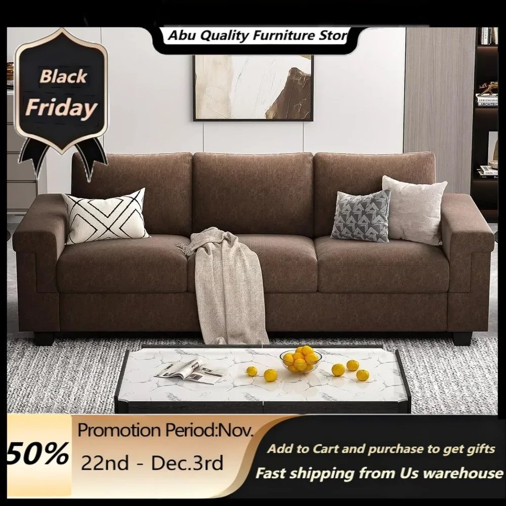 Office Sofas ，90 Inch Sofa Couch, 3 Seater Couches With Deep Seats, Modern 3-Seat Sofa For Living Room Apartment Lounge,