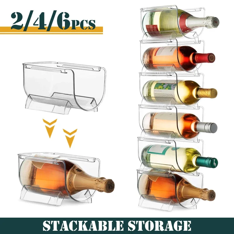 

Wine Rack Stackable Fridge Organizer Kitchen Bottle Storage Rack Can Bottle Organizer Holder Rack Portable Wine Organiser