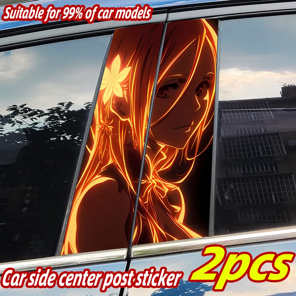 

Anime Aesthetic Car Stickers Waterproof Auto B Pillar Decor Cover Scratches Car Door Pillar Sunscreen Vinyl Decal Accessories