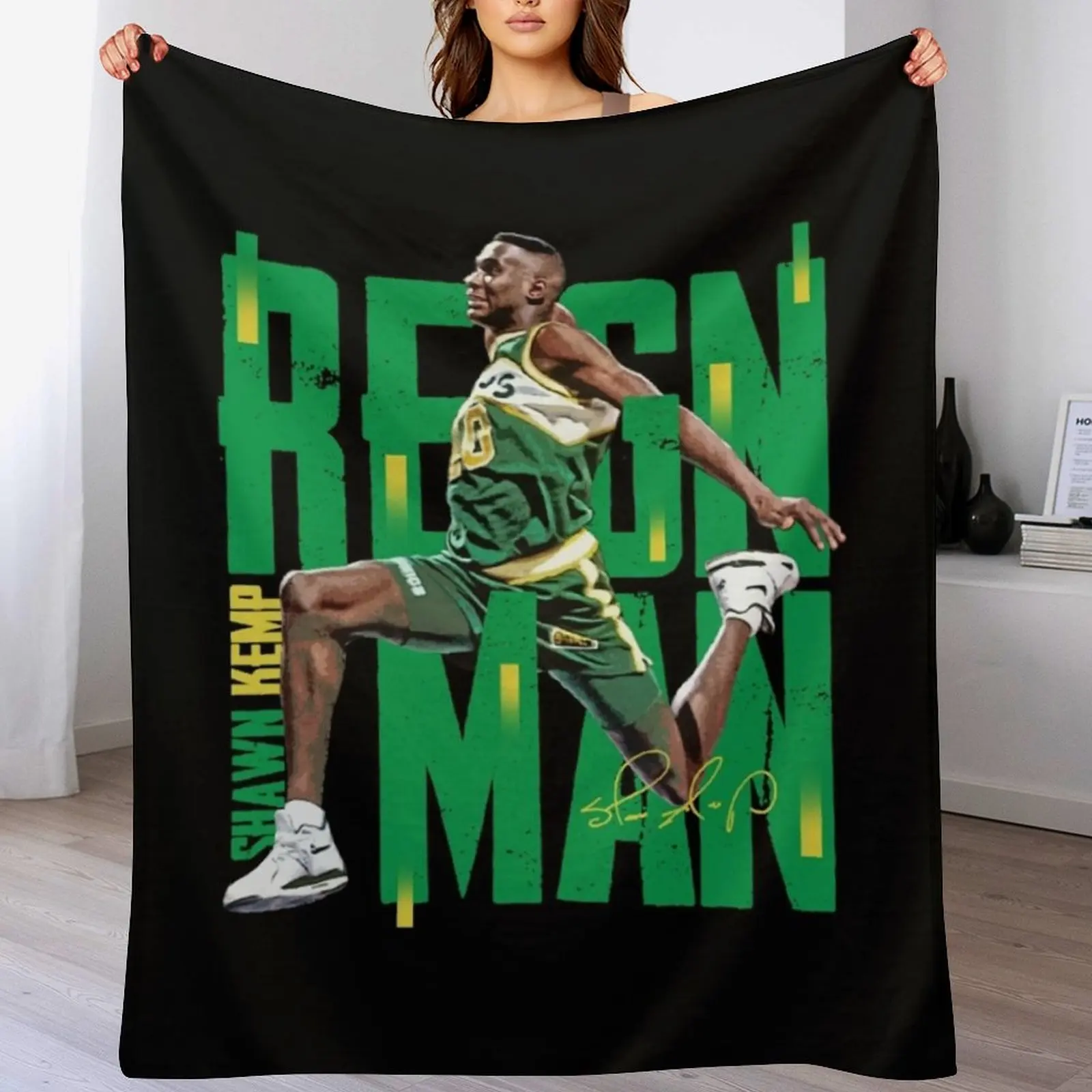 

Shawn Kemp Throw Blanket Shaggy Furry Soft Blanket for Bedroom Living Room