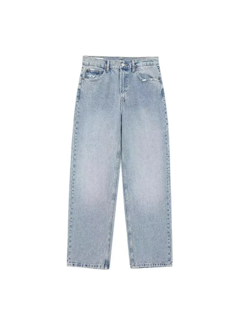 New Women's Street Fashion Denim Blue Jeans Distressed Patchwork High Waist Zipper Fly Ripped Retro Long Pants