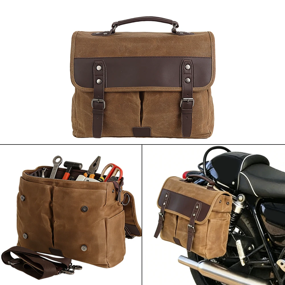 

Motorcycle Luggage Bag Waterproof Bike Saddle Bag Vintage Retro Rear Bag For Motorbike Rider Side Bag Men For Harley