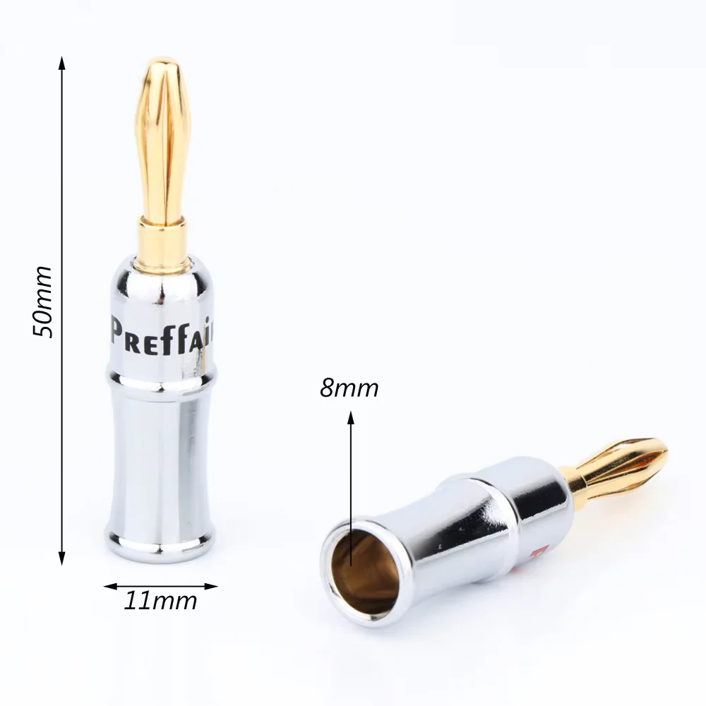 4 pack BA series High Quality Silver/Gold/Rhodium-Plated Banana Plug Connector Double Screw for Speaker Cable