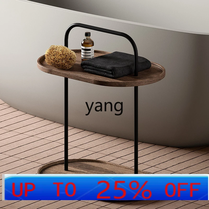 

LHH bathroom light luxury floor vertical storage rack non-punching multi-layer shelf solid wood