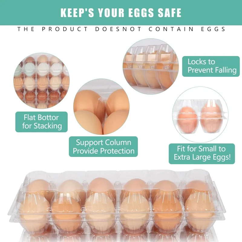 40 عبوة من كرتونة البيض البلاستيكية، كرتون البيض 2 * 6 شبكات، كرتون البيض السائبة الرخيصة، 12 بيضة مثالية، سوق مزرعة الدجاج والثلاجة