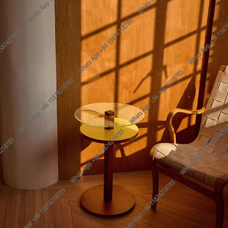 

HxSolid Wood Double-layer Side Table, Living Room, Household Movable Coffee Table, Small Table, Small Apartment Model Room