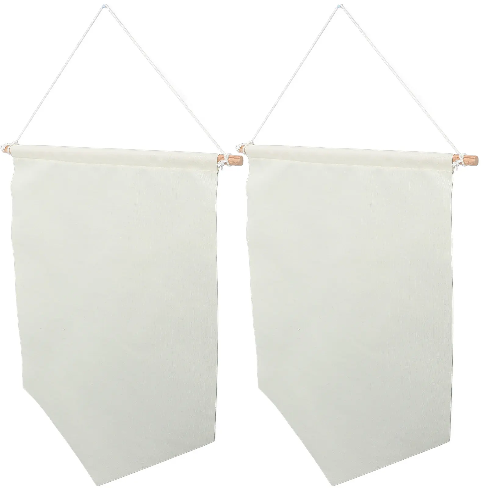 2Pcs Blank Lawn Flags Heavy Duty Canvas Garden Flags with Natural Wood Poles for Patio Yard Decor DIY Projects All Weather