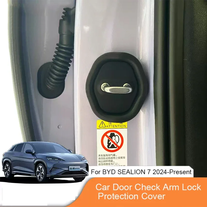Car Silicone Door Limiter Pad Lock Shock Absorber Door Check Arm Protector Cover Anti-collision For BYD SEALION 7 EV 2024-2026