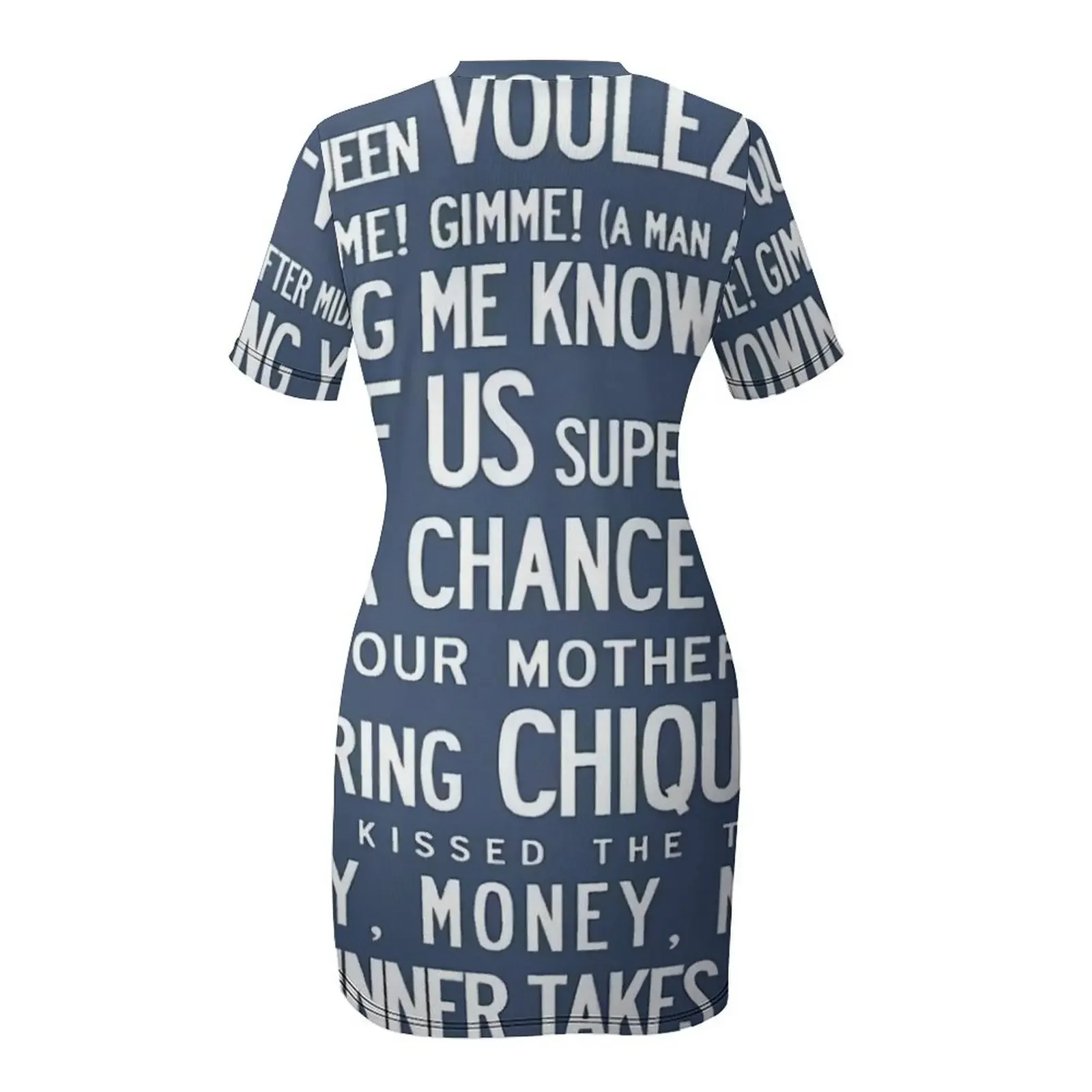 ชุดเดรสแขนสั้น SOS AB BA Lyrics สำหรับงานพรอม ปี 2025 ชุดเดรสฤดูร้อนทรงหลวม เสื้อผ้าผู้หญิงฤดูร้อน