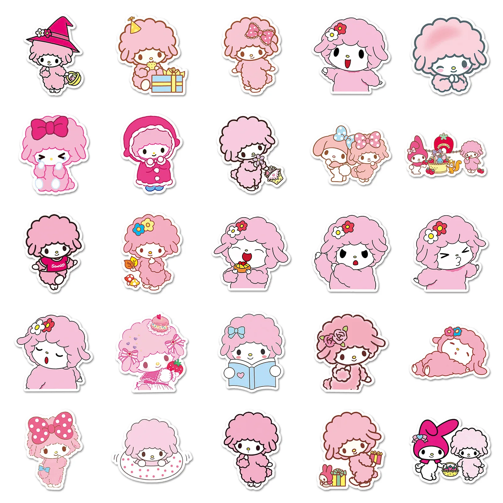 Autocollants Kawaii My Sweet Piano Melody, Sanurgente Anime Decal, DIY Car, JELaptop Cup, Helmet, Waterproof, Cute Sticker Toys, 10 PCs, 50PCs