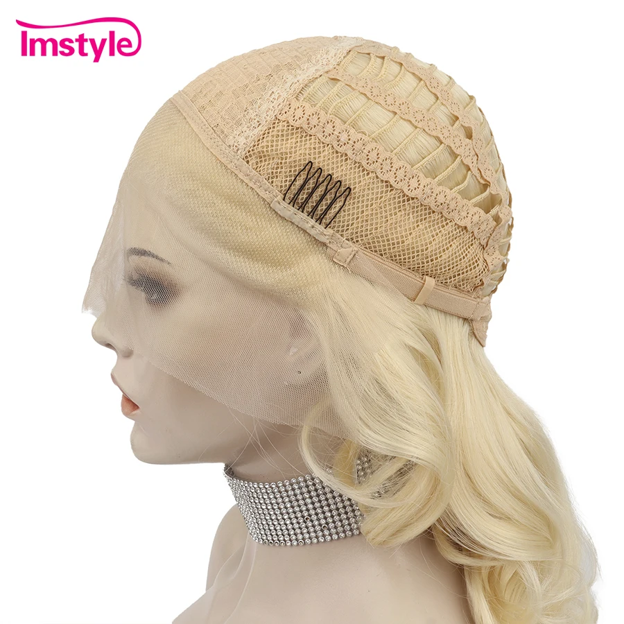 Imstyle 613 Blonde Wig Synthetic Lace Front Wig Short Natural Wavy Wigs For Women Cosplay Wig Heat Resistant Fiber