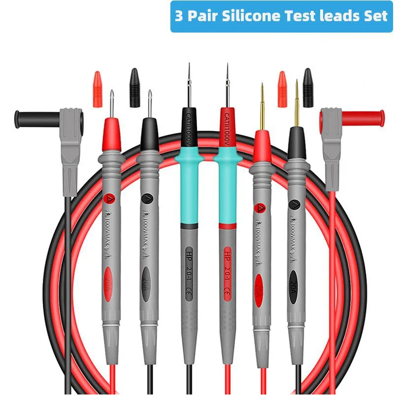 3/2/1 par silikonowy multimetr 1000V 20A przewody pomiarowe wymienna sonda multimetru uniwersalna sonda testowa