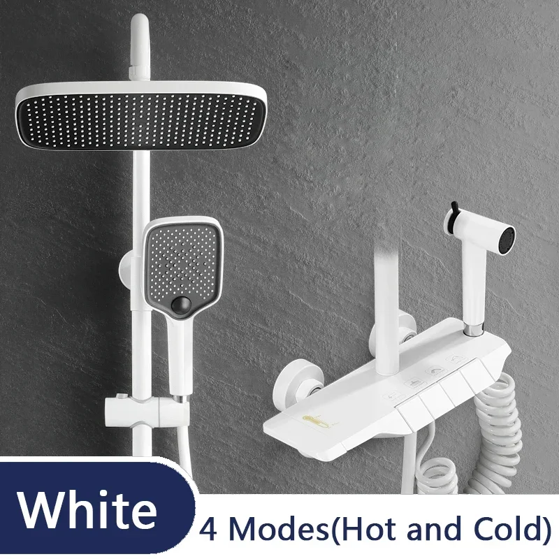 

Bathroom Shower Set Rain Shower Bath Wall Mounted Bathtub Shower Faucet 4 Modes Water Control Mixer Tap Supercharged Hand Spray