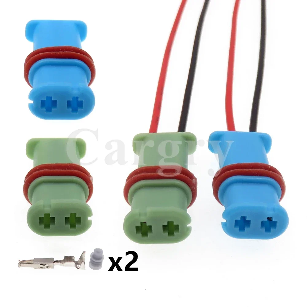

1 Set 2P AC Assembly Car Air Conditioning Heater Wire Socket with Wires Green Blue Car Cable Waterproof Connector with Terminal