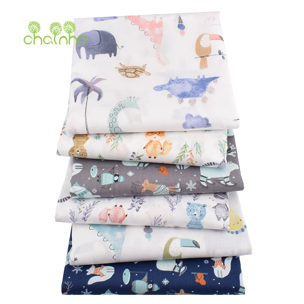 

Chainho,Cartoon Jungle Printed Twill Cotton Fabric,Patchwork Cloth,DIY Sewing Quilting Home Textiles Material For Baby Children