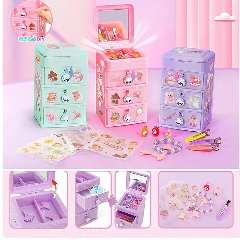 Princess Make-up Box Cute With Drawers Accessories Storage Box Toys For Children Princess Treasure Play House Display Box Toys