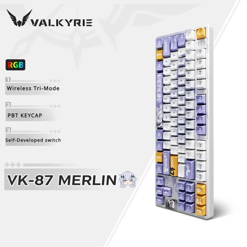 

ECHOME VK87-Merlin Mechanical Keyboard Hot Swap RGB Backlight Wireless Tri Mode Built-in Screen Custom Gaming Keyboard PC Laptop