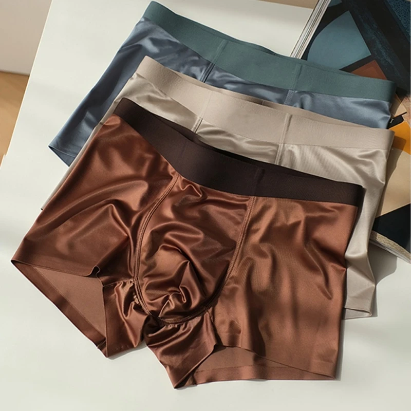 

Men's Boxer Shorts Seamless Briefs,4 Pcs/Lot Breathable Comfortable Breathable Underwear, Medium Stretch Knit Fabric Solid Color