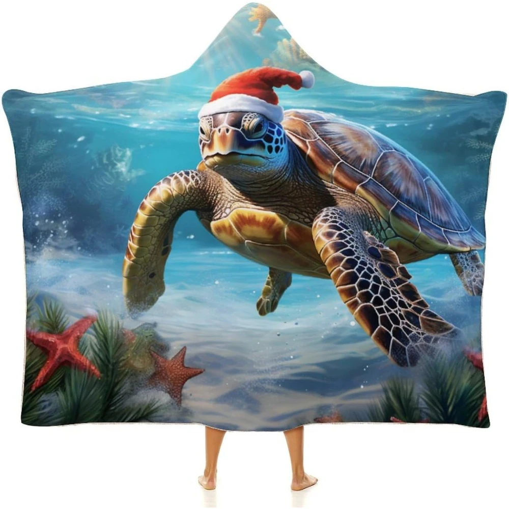 Wearable Hooded Blanket Cape Orange Leaves And Berries Sherpa Fleece Throw Wearable Blankets Hoodie Cloak Christmas