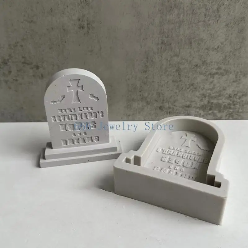 

F2TD Halloween Tombstone Silicone Mold Scented Mould DIY Table Ornament Tools Plaster Crafts Making Supplies Non-stick