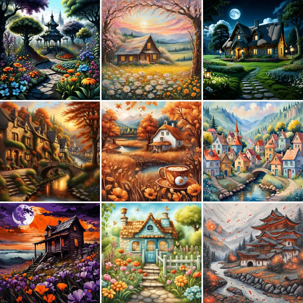 

Landscape Fantasy House Printed 11CT Cross-Stitch Kit Embroidery Painting Knitting Handiwork Craft Room Decor Needle Home Decor