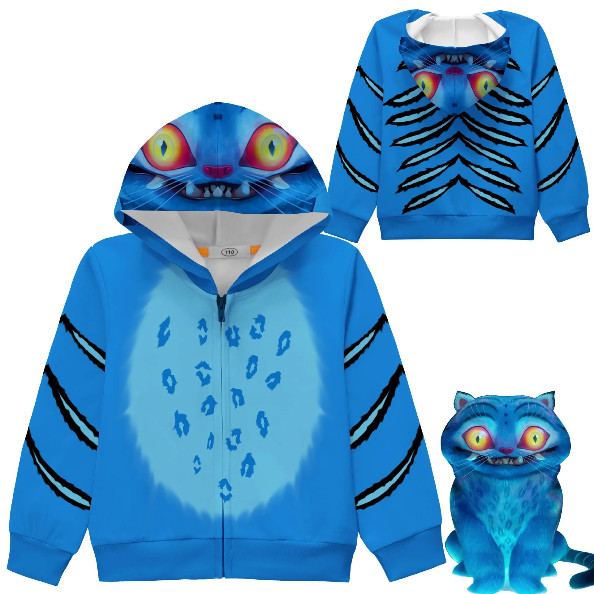 

New Arrived Kpop Demon Hunters Cat Jacket Zipper Hoodie Cute Animal Theme Casual Fashion Coat for Kids