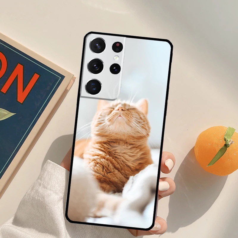 لطيف القط الحيوان قضية الهاتف لسامسونج غالاكسي S20 FE S21 S22 S23 الترا نوت 20 نوت 10 S8 S9 S10 زائد غطاء