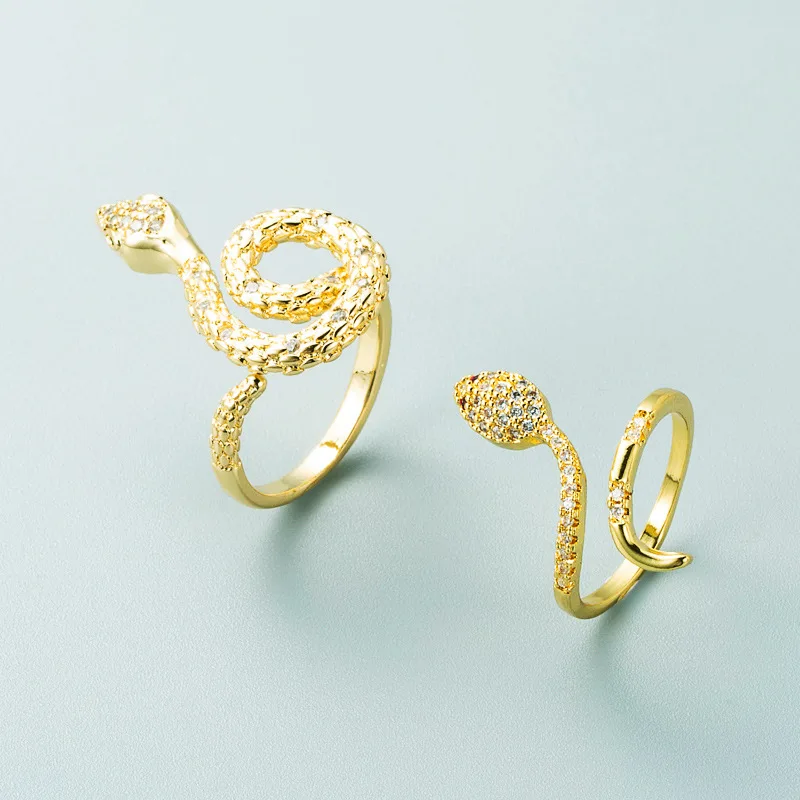 

Креативное преувеличенное геометрическое кольцо в виде змеи, позолоченное микронабор, циркониевое кольцо на открытый палец, модные ювелирные изделия ex