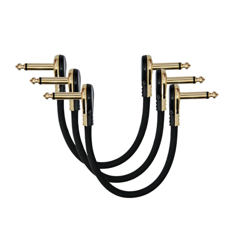 3PCS Gold Plated Guitar Patch Cable Right Angle 10/15/20/30/60cm 1/4 Guitar Cable for Guitar Effect Pedals Audio Cable Jack Plug