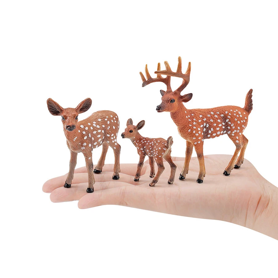 Floresta realista animal sika veado estatueta animal estatueta golden deers brinquedo decoração do bolo de aniversário presente festa decoração 6 pçs