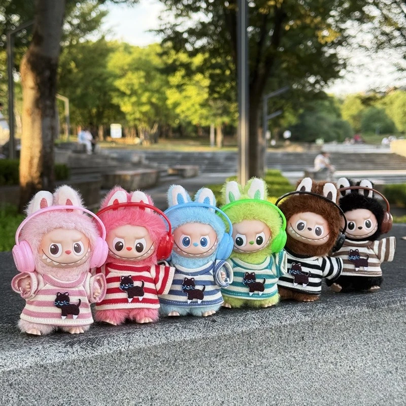

Для Mini Labubu 4.0 The Monsters Pin for Love Series полосатая футболка наушники для Labubu аксессуары для одежды
