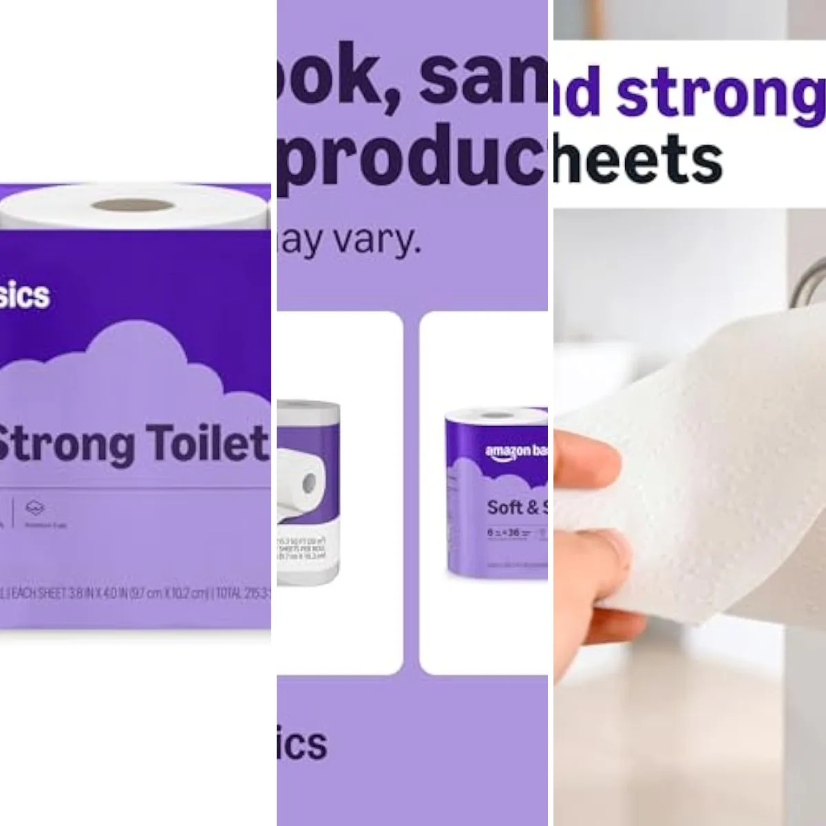 Basics Soft and Strong 2-Ply Toilet Paper, 6 Ultra Rolls = 24 Regular Rolls, Unscented, 340 Sheet (1 Pack of 6), Packaging May V