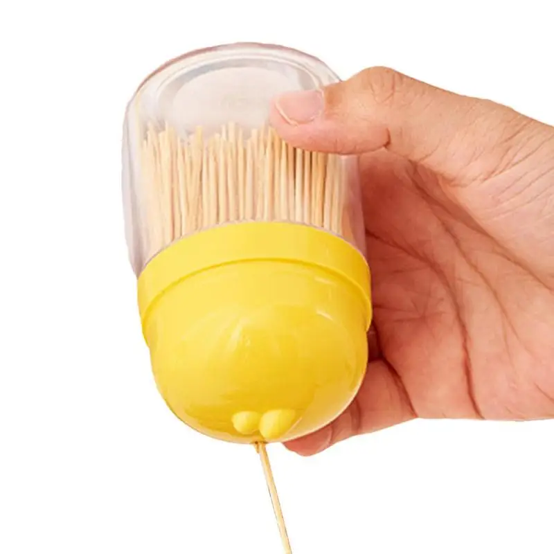 Cute Cartoon Dustproof Toothpick Holder Kitchen Table Decoration Little Yellow Duck Toothpick Case Toothpick Box Dispenser