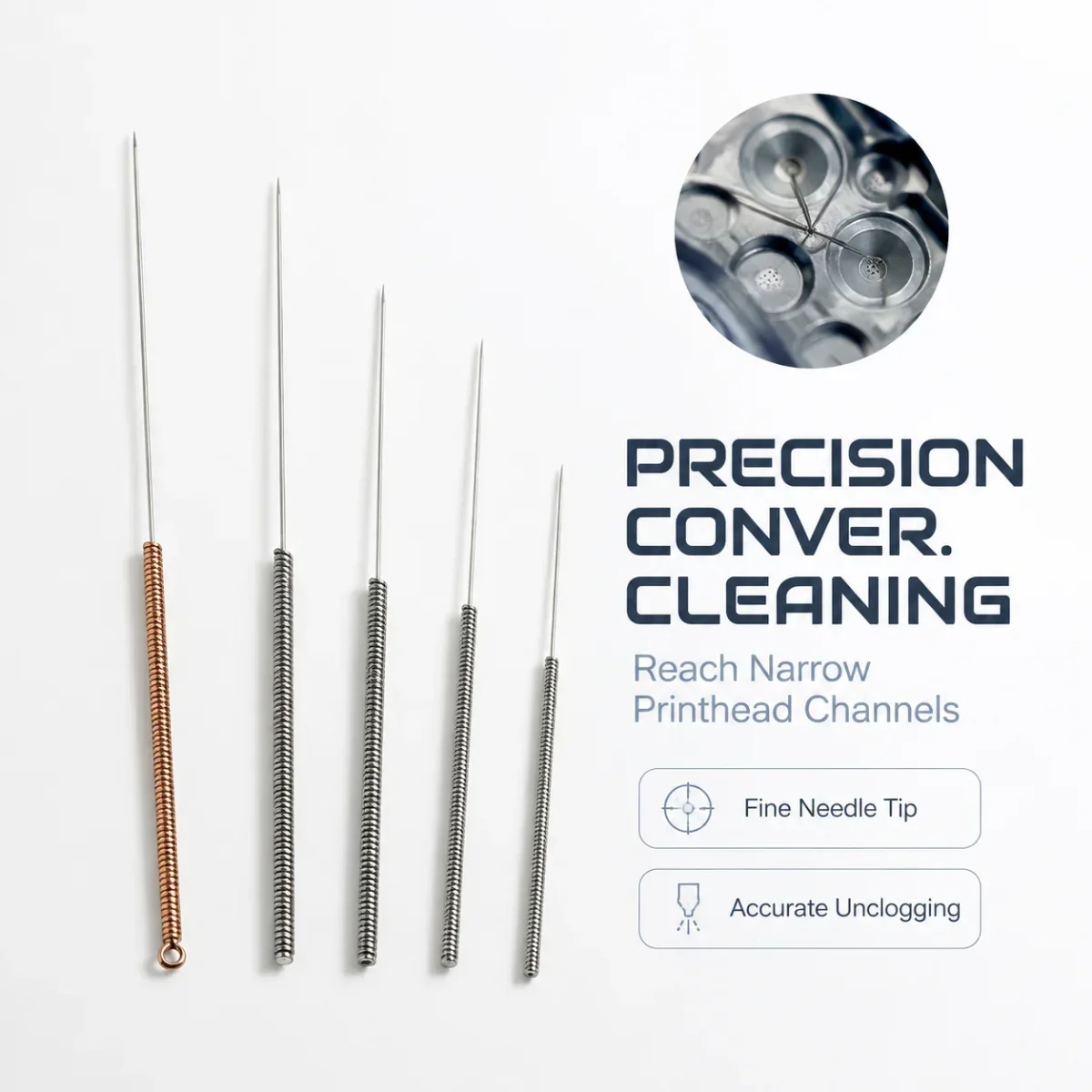 Printhead Manifold Unclog Needle Clean Tool 0.15-0.4mm 5Pcs for Epson XP600 DX5 DX7 i3200 4720 L1800 L805 DTF UV Sublimation Ink