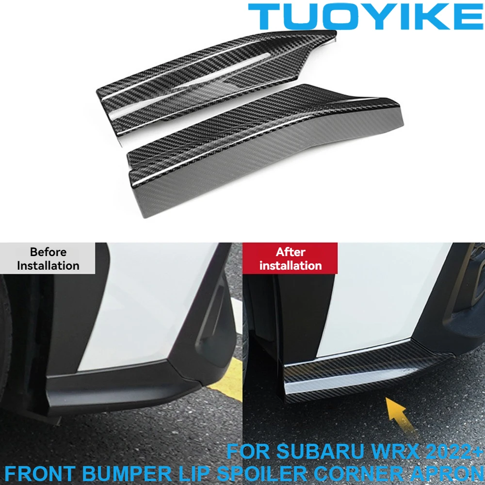 Car Styling Real Dry Carbon Fiber Front Bumper Lip Vent Splitter Spoiler Corner Apron Trim Cover Decoration For Subaru WRX 2022+