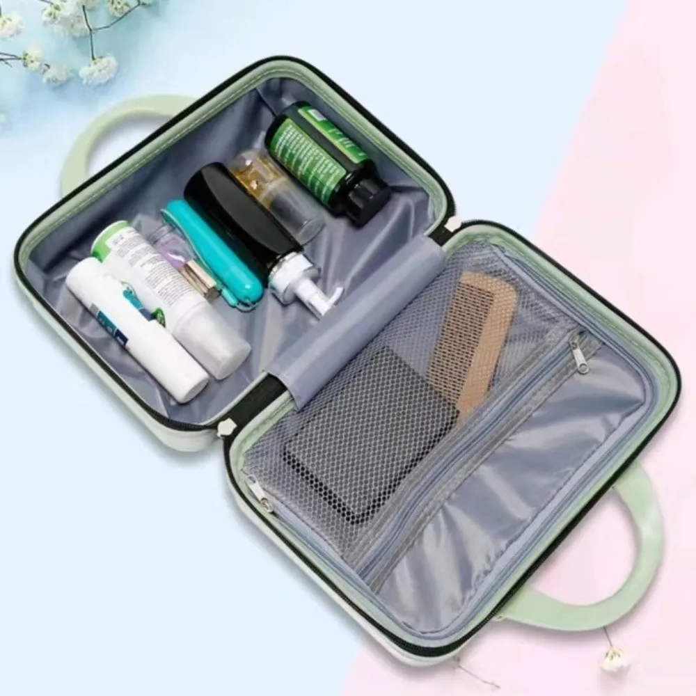 Portable ABS Small Makeup Box Zipper With Handle Kids Luggage Box PC Mini Storage Bag